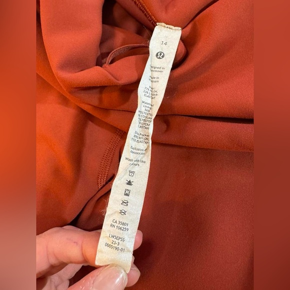 Lululemon Wunder Train High-Rise Tight 25” Terra Orange Size 14 Pockets - Picture 9 of 16